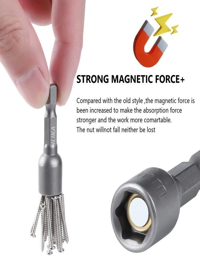 ILIKA 9pcs 1/4"" Hex Shank Power Nut Driver Drill Bit Socket Screw 5-13mm Magnetic Nut Driver Set 9pcs - Image 2